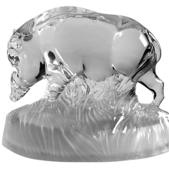 Vintage Sculpture Crystal D'Arques Glass Wild Boar Animals & Figurines